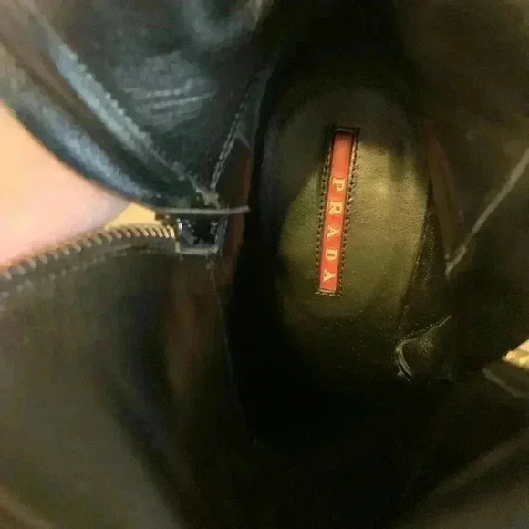 Prada Boot Mid Calf Double (2) Zippers High Heels Size 8 Black Soft Leather. - Picture 9 of 13